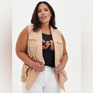 Torrid Gauzy Drape Front Vest